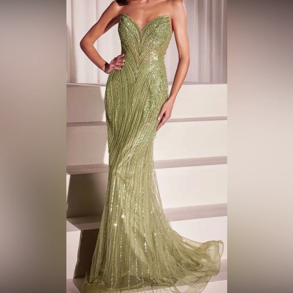 Glamorous Olive Green Strapless Maxi Dress